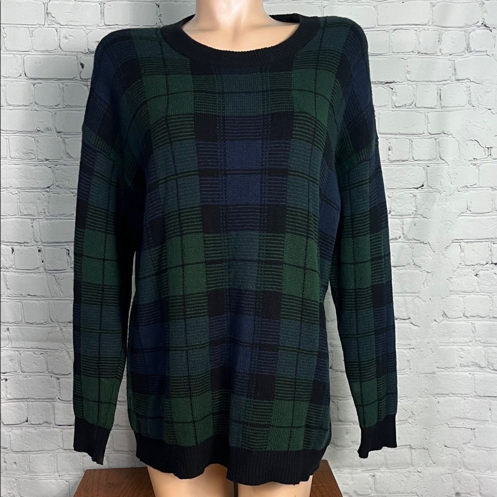 Ralph Lauren Black Watch Plaid Sweater Large Wool Blend
